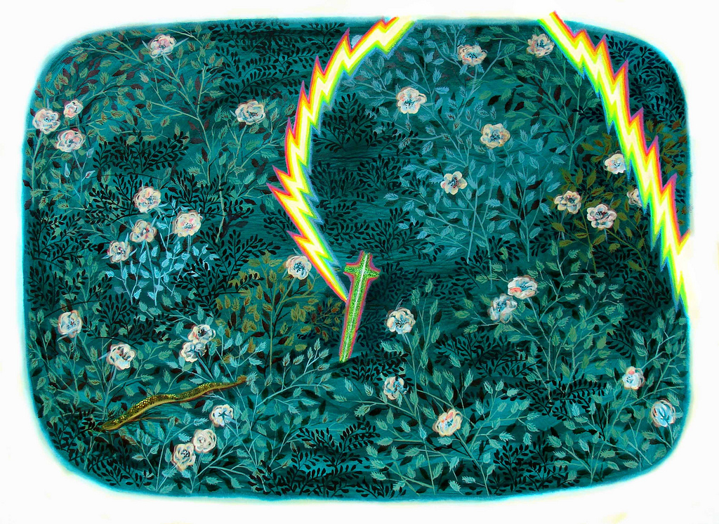 Espada en el jardin Huile sur toile 140cm x 180cm