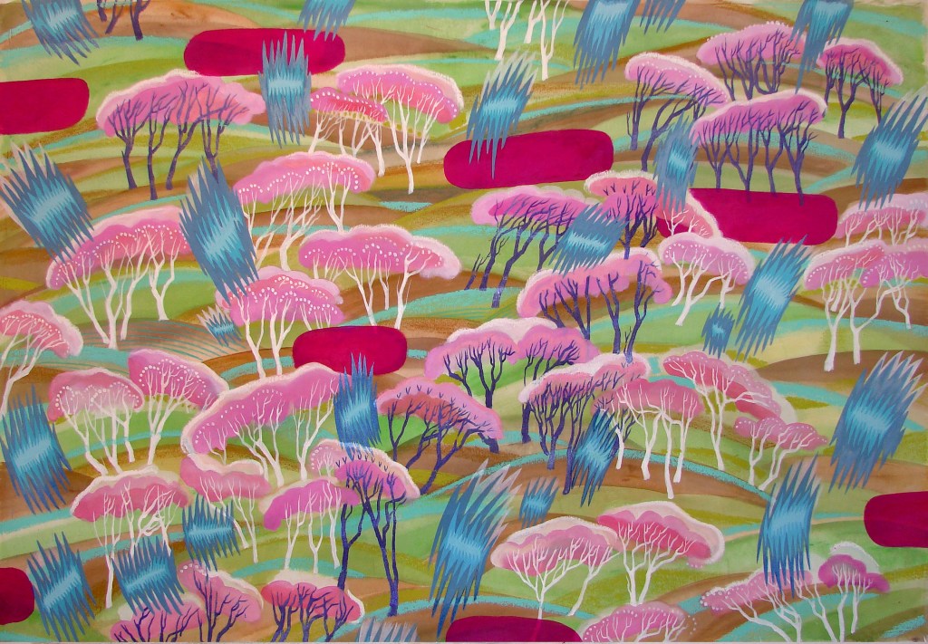 Lluvia de primavera Acrylique et huile sur toile 140cm x 180cm