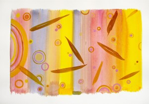 Tissu de septembre technique mixte sur papier 50cm x 65cm 